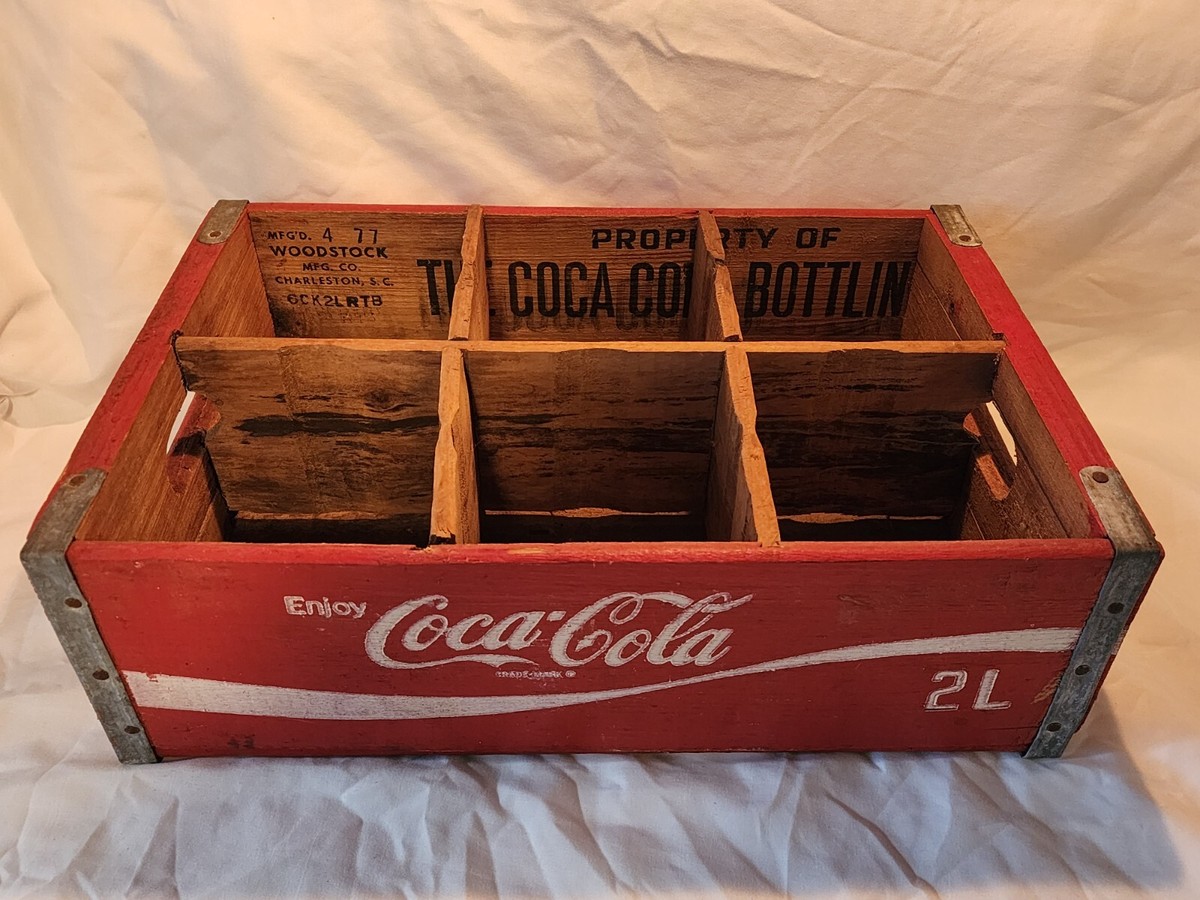 Vintage 1970's Wood Coca Cola Crate 2L Size Woodstock Charleston