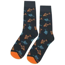 NWT Fish Scale Dress Socks Novelty Men 8-12 Black Crazy Fun Sockfly