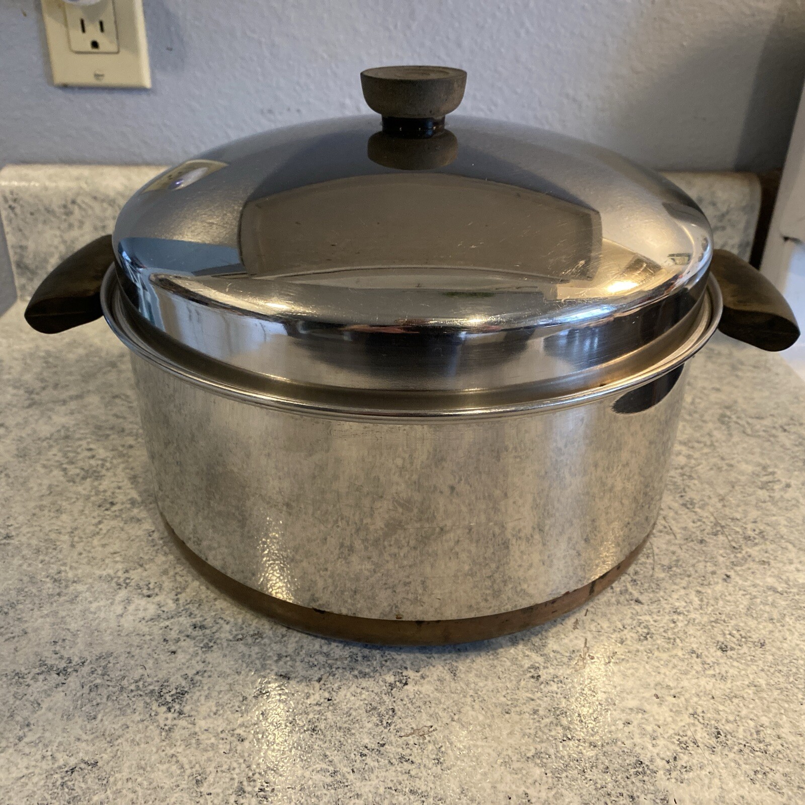 Vntg Revere Ware 6 Qt Dome Lid Copper Clad Stainless Steel Stock Pot