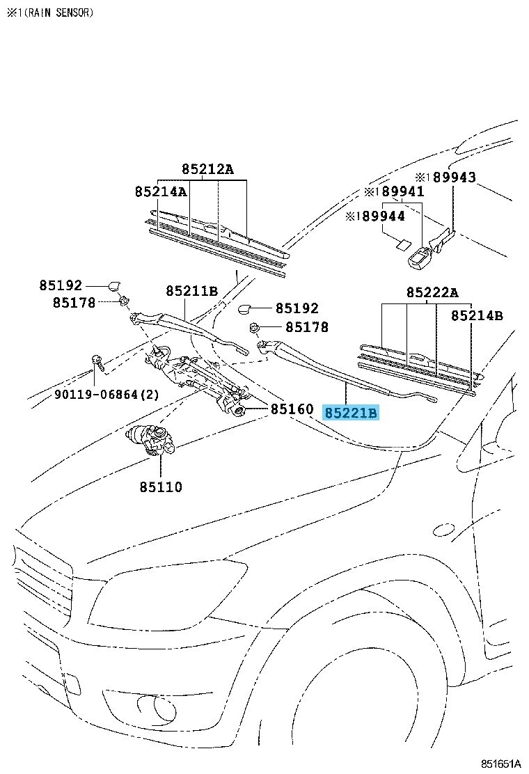 TOYOTA RAV4 ACA31 ACA33 GSA33 Genuine Front Wiper Arm LH 85221