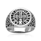 925 Sterling Silver Saint Benedict Medal Cross Crucifix Catholic Christian Ring