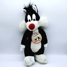 15" Vintage Warner Brothers Sylvester Plush, 1990 Mighty Star The 24K Company