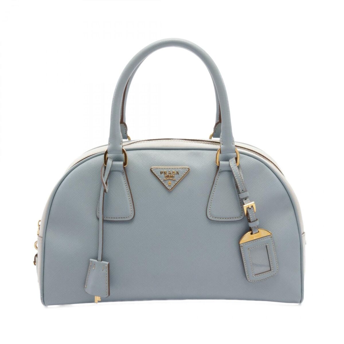 PRADA SAFFIANO LUX BOWLING Handbag BL852B leather Blue White PRADA SAFFIANO LUX BOWLING Handbag BL852B leather Blue White