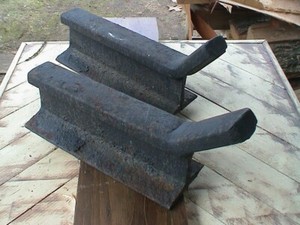  Vintage Railroad Track  Iron Fireplace Andirons 18" Long
