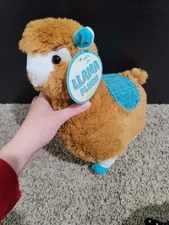 Kellytoy Alpaca Llama Plush 12" Stuffed Animal Sugar Loaf Brown w/ Teal Saddle