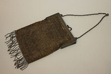 ANTIQUE Micro Beaded French Steel Purse Handbag Victorian Edwardian