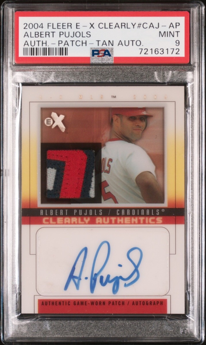 2004 Fleer EX Clearly Authentics Albert Pujols Tan Game Used Patch 