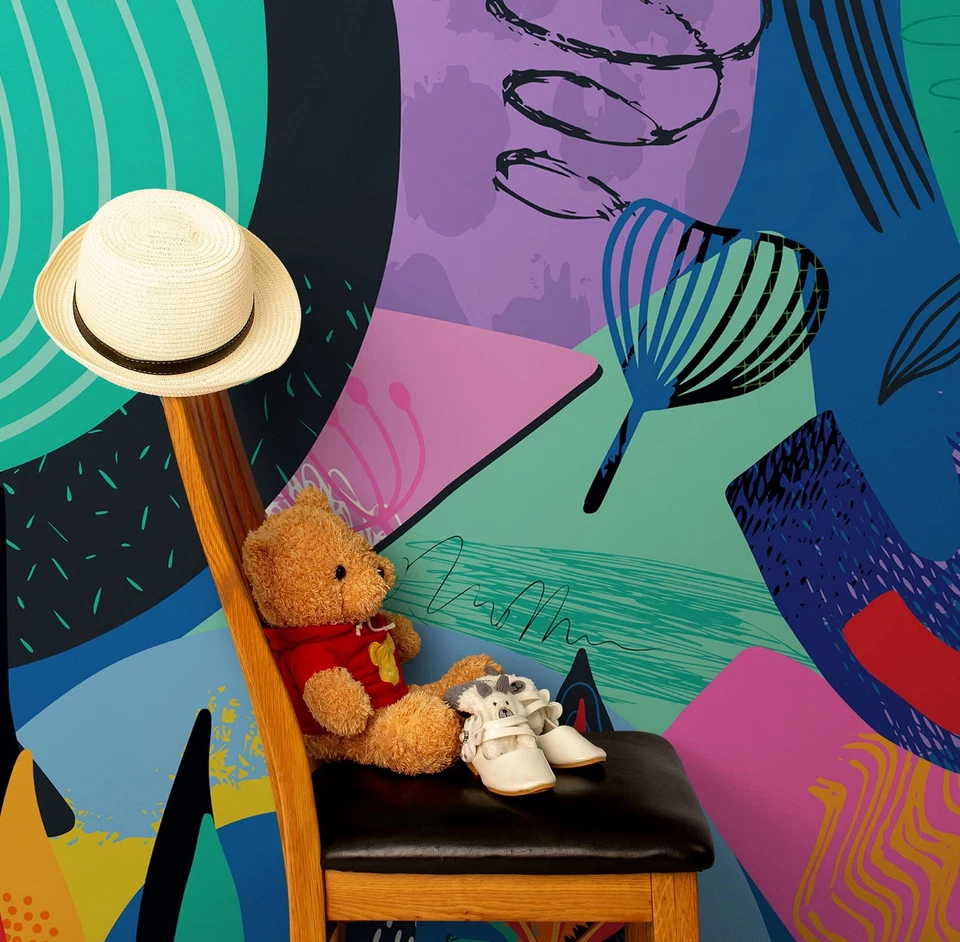 Papel pintado colorido boho moderno arte de pared moderno decoración del hogar papel tapiz geométrico Foto 2 de 4