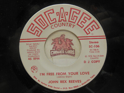 John Rex Reeves   I'm Free From Your Love / Valley Of Tears, 45 RPM VG+ (13J)