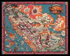 Poster - New York Pictorial Vintage Map (1925) Manhattan Reproduction, 4 Sizes