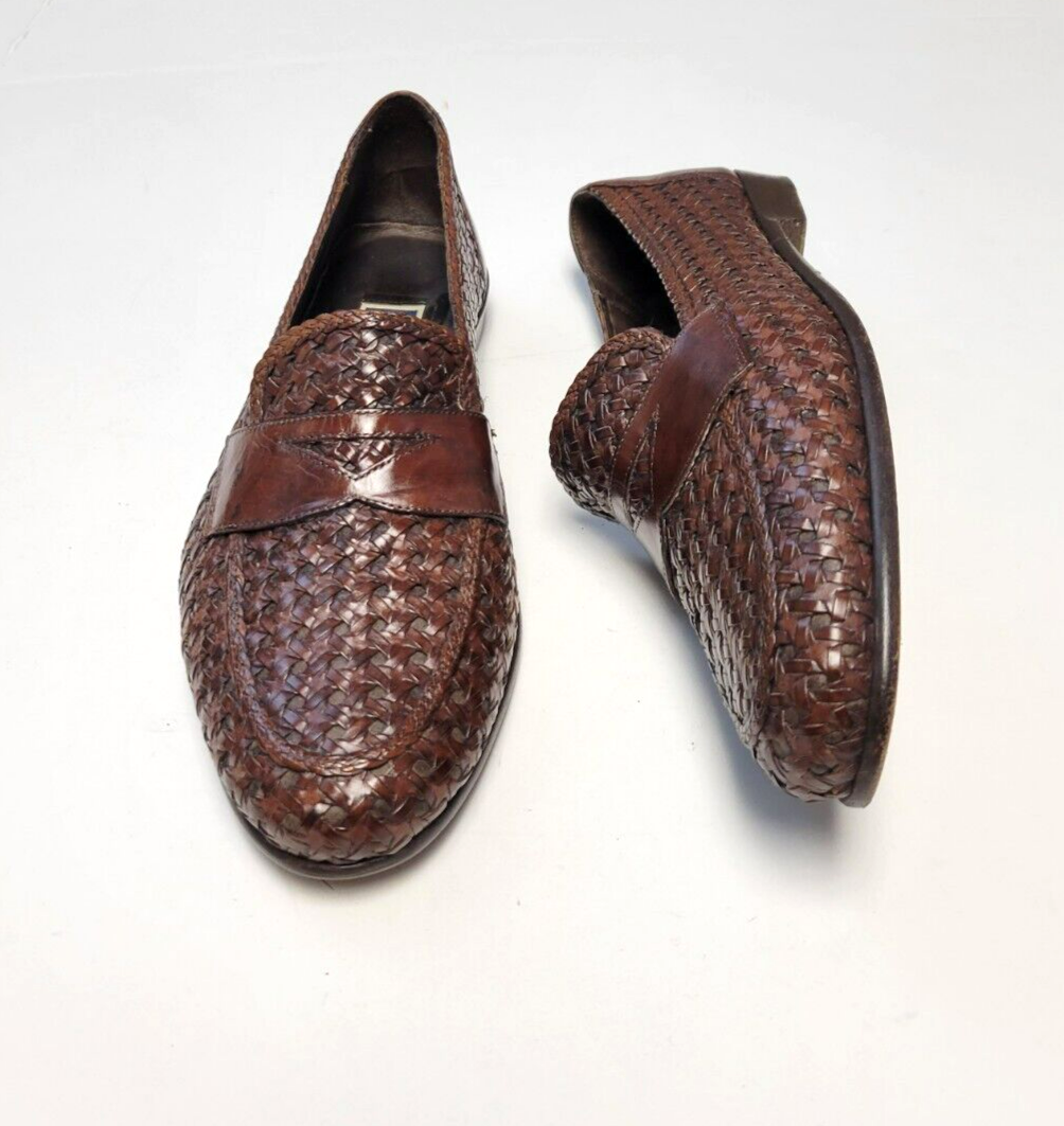 Cole Haan Brown Woven Leather Slip-On Loafers s-l400.jpg main image 2