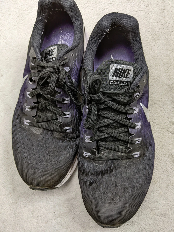 耐克男式 Air Zoom Pegasus 34 女式 10.5 42.5 紫色网眼跑步运动鞋 — 第 2/4 张图片
