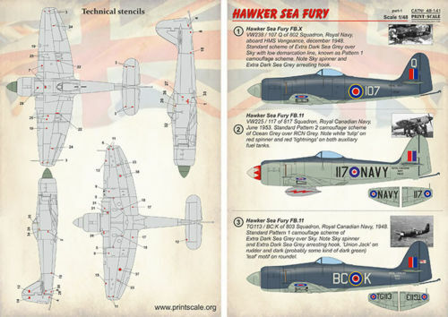 Print Scale 48-141 - 1/48 Hawker Sea Fury Part 1 The complete set 1,5 leaf decal - Bild 2 von 12