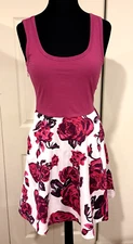 Kira Floral Print Purple Tank Sleeveless Dress Women's Size M Scoop Neck Pockets