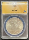 1923 $1 Peace Dollar, ANACS Slab, AU 58 ENN Coins