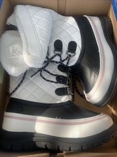 Girl's Totes Kids Jenna Boots Size 4 White/Black/Pink,Waterproof New In Box Deal