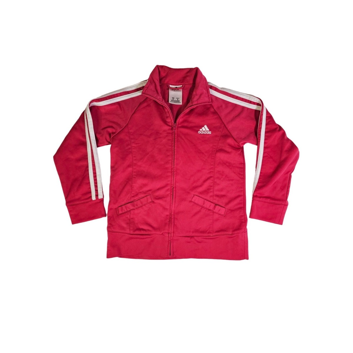 Adidas Girl's Athletic Jacket, Size 6 Pink White, Pockets | eBay