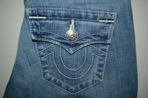 True Religion Girl's Skinny Distressed Pocket Flaps Blue Denim Jeans Sz 24x29 - Picture 2 of 12