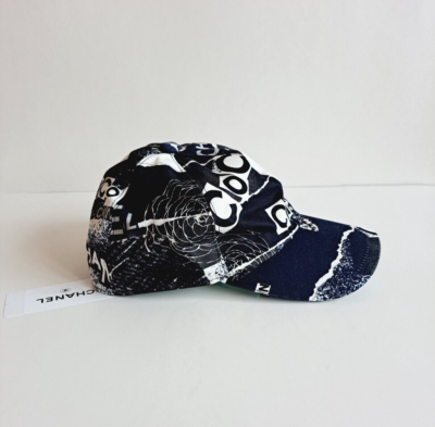 New Chanel 100% Cotton Coco Roses Print Cap Hat Navy Black White COCO Dad Hat – Liberato Stilè main image 4
