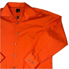 Men s JF J .Ferrar Peach Dress Shirt Mens L 16-16 1/2, 32-33