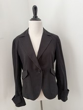 Talbots Black Cotton Linen Blend Career Casual Blazer Jacket Iconic Size 6