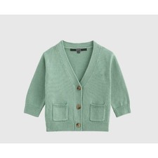 Quince Kids Unisex Sage Green Organic Cotton V-Neck Cardigan Sweater Size 5T