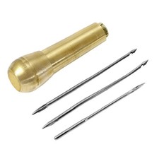4pcs Canvas Leather Sewing Awl Needle with Metal Handle Shoes Repair Tool