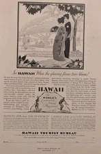 Vintage 1929 Magazine Ad Hawaii Tourist Bureau Matson Line  SF Lassco Line LA