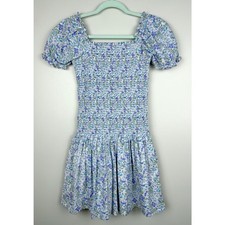 Janie  Jack The Grace Puff Sleeve Dress Light Blue Floral Tween 18 Spring Girly