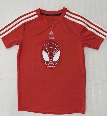 adidas x Marvel Spider-Man Youth Jersey Red T-Shirt Size 9-10Y / 140 CLIMACOOL