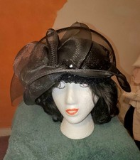 Women's Black Fancy Dress Hat for Church, Wedding, Formal Event, Derby