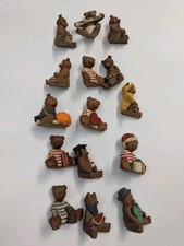 Vintage Miniature 2" Teddy Bear Figurine Composite Resin - Set of 15