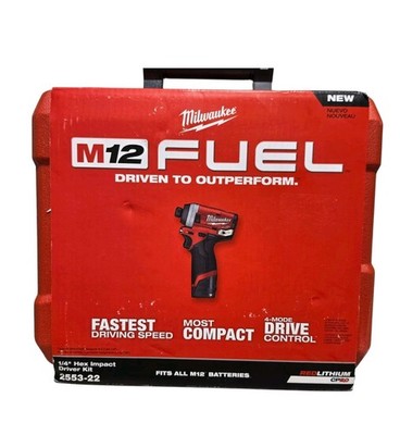 M12 12V L-Ion Brushless Cordless 1/4'' Hex Impact Driver Kit, 2 Batteries 2553-22