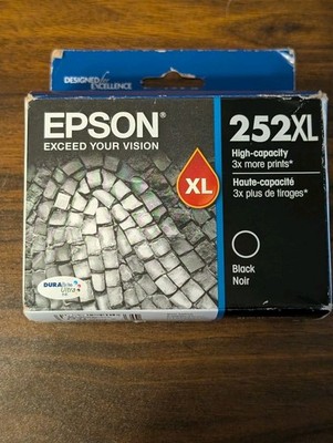 09-2021 NIB GENUINE Epson 252XL Black Ink Cartridge WF 3620 3640 7110 7610 7620