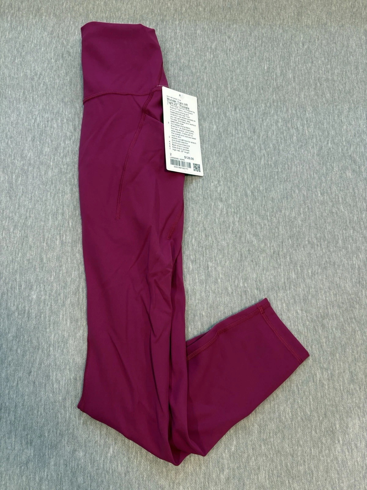Lululemon Wunder Train HR Tight 25” Pocket Size 2 Magenta Purple MGPR NWT