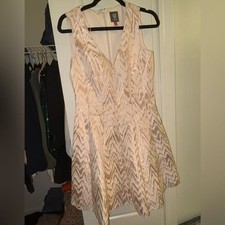 Vince Camuto Cream Dress with Gold Chevron Accents