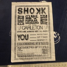 Rave Flyer - SHOKK @ Carleton Morecambe - 1991 Rave Club Flyer, UKAcidhouse