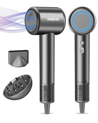 Hair Dryer, High-Speed Ionic Low Noise Blow Dryer for Fast Drying, Gray 