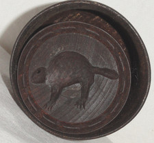 Antique Wood Butter Mold/Press ~ Plunger ~ Hand Carved Beaver Stamp