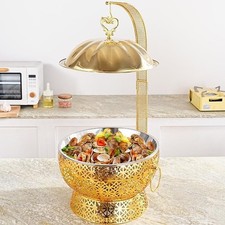 Luxury Gold Chafing Dish Buffet Set, 8QT Stainless Steel Food Warmer with Hangin