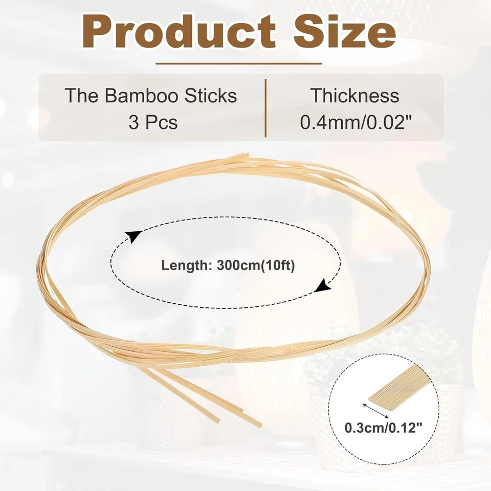 Tiras de bambú para tejer cesta artesanía hágalo usted mismo manualidades muebles araña 3 rollos Foto 4 de 4