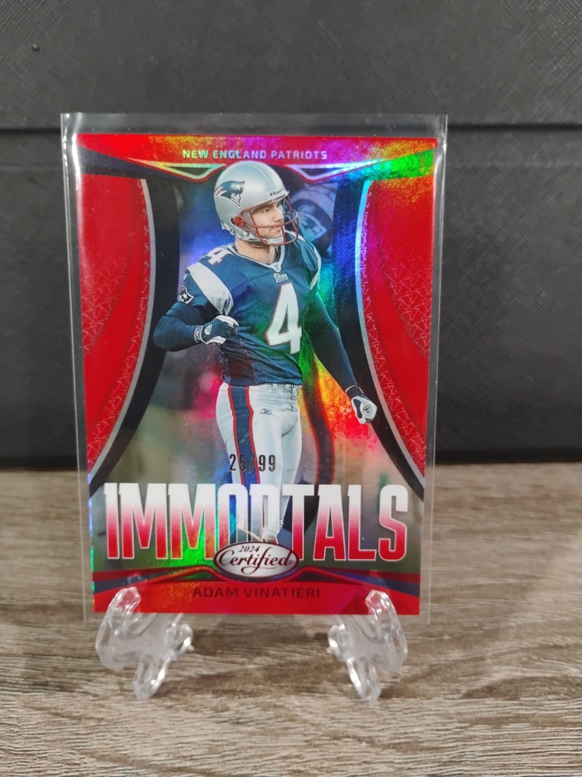 2024 Panini Certified - Immortals Adam Vinatieri #1 Red Mirror /99 Patriots 