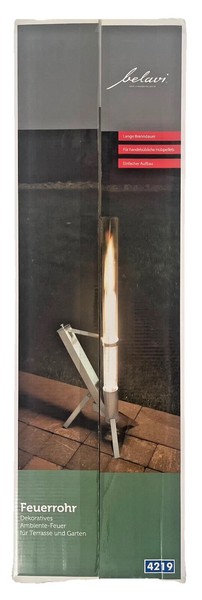 Feuerrohr Ambiente FeuersäUle Belavi Fackel Aus Edelstahl, Glas Pellet Neu & Ovp-image