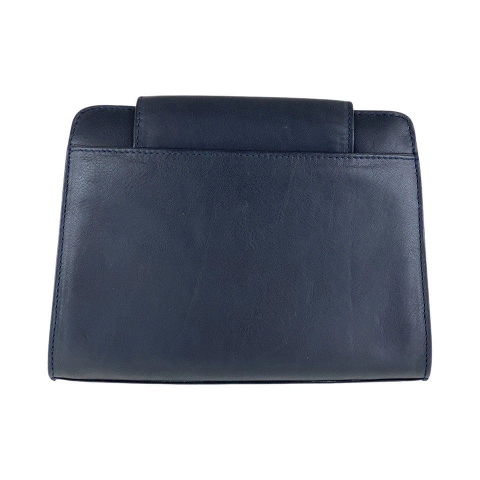 Bolso de Hombro Paloma Picasso Vintage Cadena Azul Marino Dorado Herrajes Cuero Foto 2 de 4