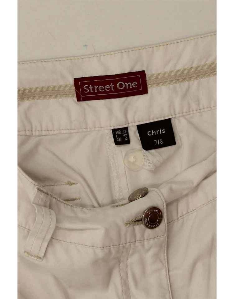 Pantalón corto recto Street One para mujer Reino Unido 12 mediano W32 L24 blanco DM78 Foto 4 de 4
