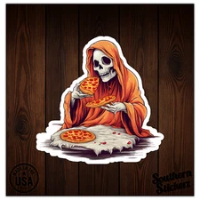 Death Eating Pizza - Vinyl Decal Sticker - Car Window Laptop - ebn12612