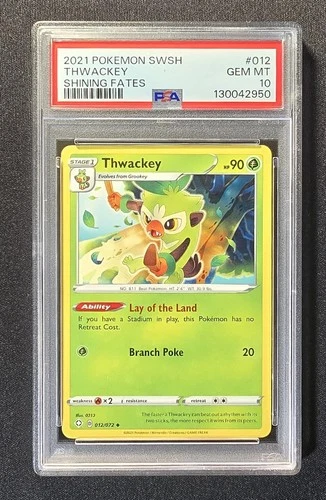 Shining Fates Thwackey #012/072 Uncommon Pokemon Card PSA 10