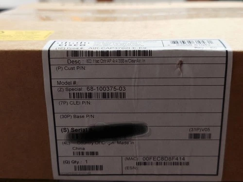 Cisco AIR-CAP3702I-E-K9 Dual Band 802.11ac 4x4 MIMO CleanAir PoE Access Point