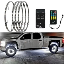 4Pcs Double Side 17in Wheel Ring Lights Super Bright 614Pcs 5050-SMD LED Wheel 