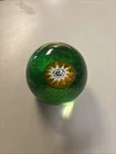 Vintage Murano Glass Paperweight Round Globe Green Blue White Orange Star